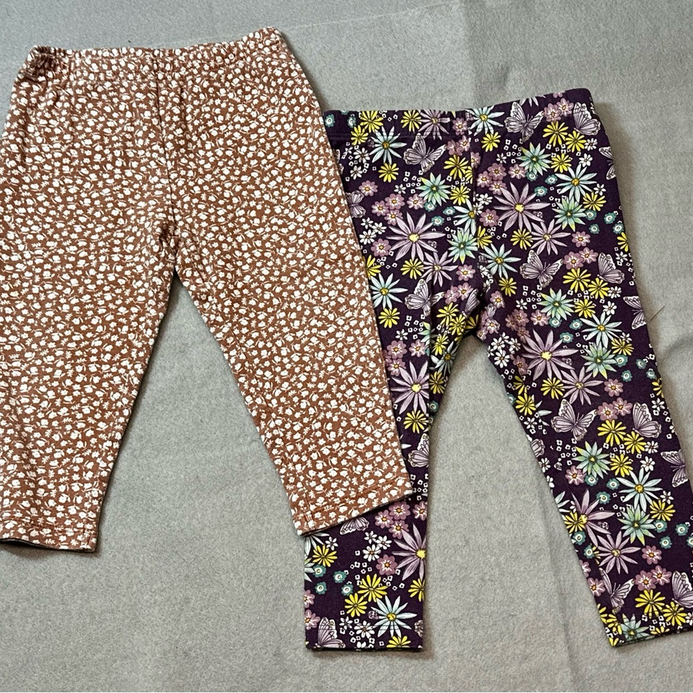 2 pair of girls 18m floral print pants/leggings- Jumping Beans and Carters brand